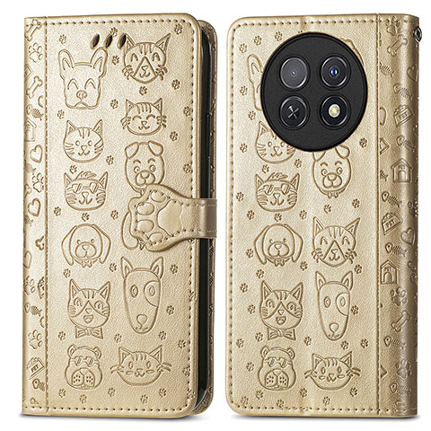 Coque Portefeuille Motif Fantaisie Livre Cuir Etui Clapet S03D pour Huawei Nova Y91 Or