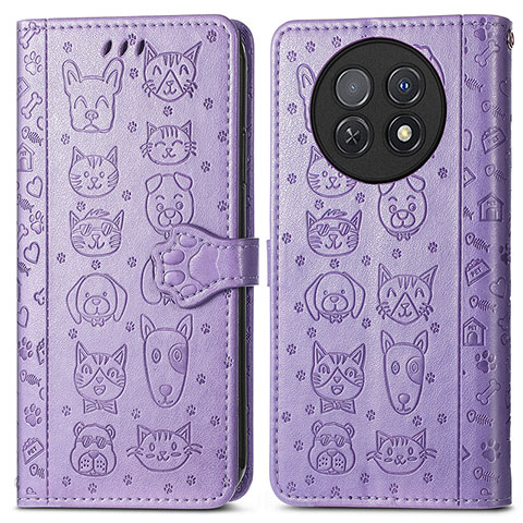 Coque Portefeuille Motif Fantaisie Livre Cuir Etui Clapet S03D pour Huawei Nova Y91 Violet