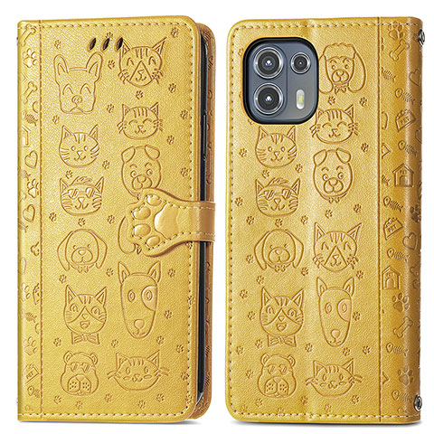 Coque Portefeuille Motif Fantaisie Livre Cuir Etui Clapet S03D pour Motorola Moto Edge 20 Lite 5G Jaune