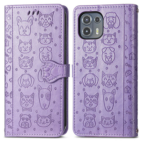 Coque Portefeuille Motif Fantaisie Livre Cuir Etui Clapet S03D pour Motorola Moto Edge 20 Lite 5G Violet