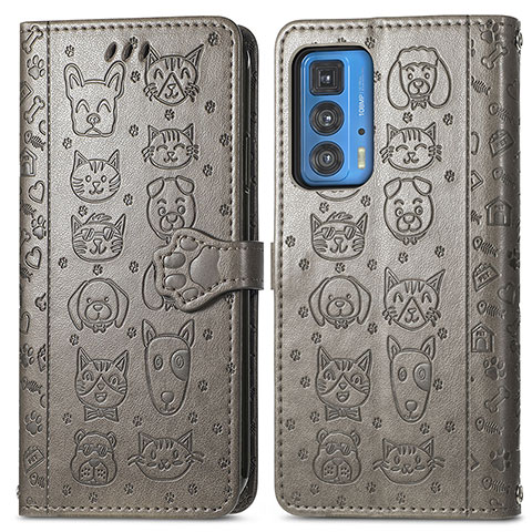 Coque Portefeuille Motif Fantaisie Livre Cuir Etui Clapet S03D pour Motorola Moto Edge 20 Pro 5G Gris