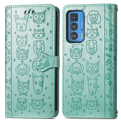 Coque Portefeuille Motif Fantaisie Livre Cuir Etui Clapet S03D pour Motorola Moto Edge 20 Pro 5G Vert