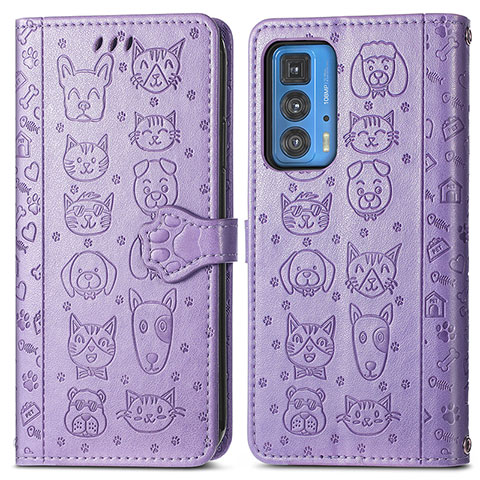 Coque Portefeuille Motif Fantaisie Livre Cuir Etui Clapet S03D pour Motorola Moto Edge 20 Pro 5G Violet