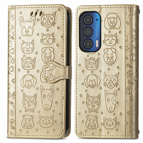 Coque Portefeuille Motif Fantaisie Livre Cuir Etui Clapet S03D pour Motorola Moto Edge (2021) 5G Or