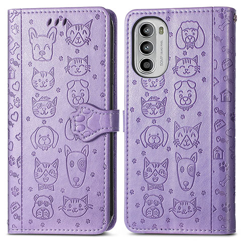 Coque Portefeuille Motif Fantaisie Livre Cuir Etui Clapet S03D pour Motorola Moto Edge (2022) 5G Violet