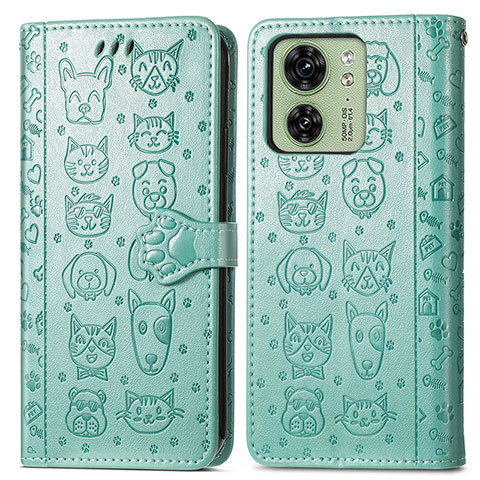 Coque Portefeuille Motif Fantaisie Livre Cuir Etui Clapet S03D pour Motorola Moto Edge (2023) 5G Vert