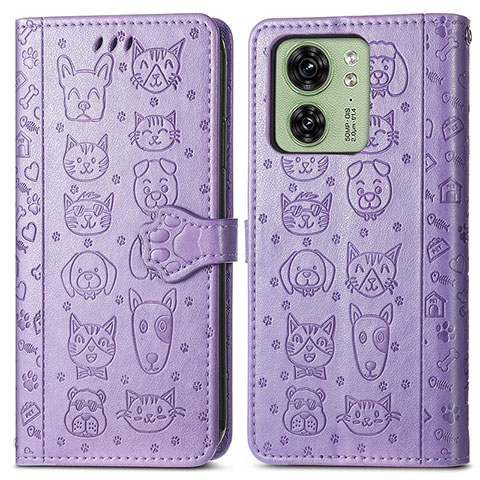 Coque Portefeuille Motif Fantaisie Livre Cuir Etui Clapet S03D pour Motorola Moto Edge (2023) 5G Violet