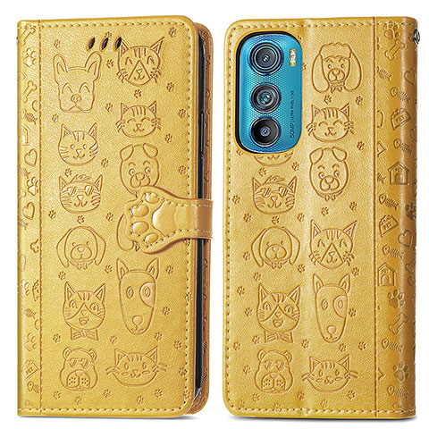 Coque Portefeuille Motif Fantaisie Livre Cuir Etui Clapet S03D pour Motorola Moto Edge 30 5G Jaune