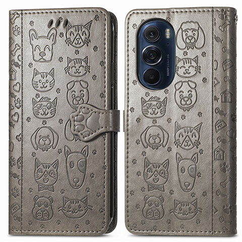 Coque Portefeuille Motif Fantaisie Livre Cuir Etui Clapet S03D pour Motorola Moto Edge 30 Pro 5G Gris