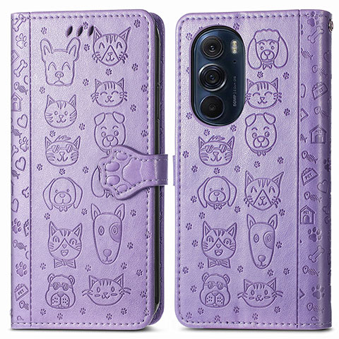 Coque Portefeuille Motif Fantaisie Livre Cuir Etui Clapet S03D pour Motorola Moto Edge 30 Pro 5G Violet