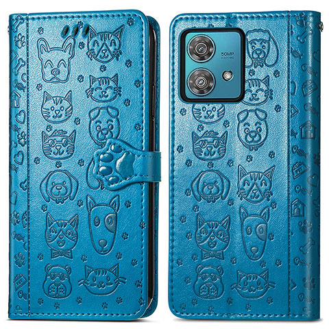 Coque Portefeuille Motif Fantaisie Livre Cuir Etui Clapet S03D pour Motorola Moto Edge 40 Neo 5G Bleu