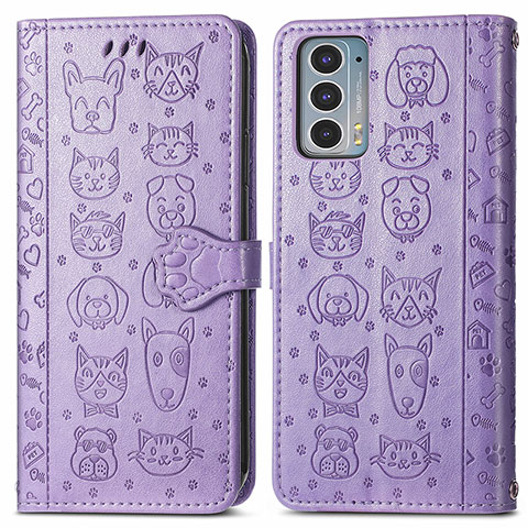 Coque Portefeuille Motif Fantaisie Livre Cuir Etui Clapet S03D pour Motorola Moto Edge Lite 5G Violet