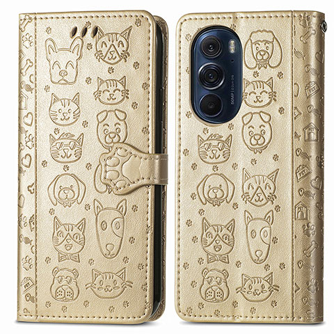 Coque Portefeuille Motif Fantaisie Livre Cuir Etui Clapet S03D pour Motorola Moto Edge Plus (2022) 5G Or