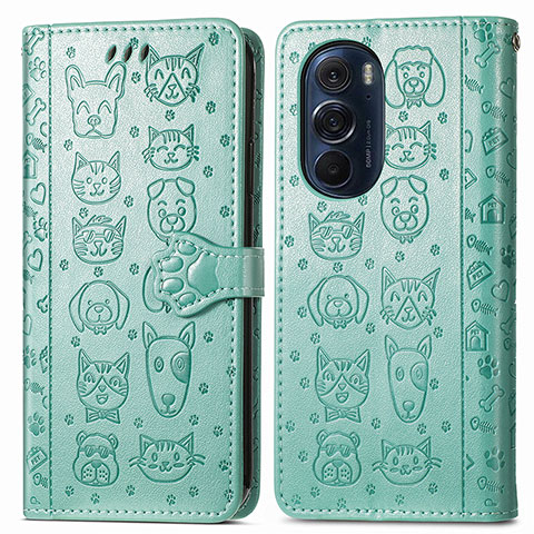 Coque Portefeuille Motif Fantaisie Livre Cuir Etui Clapet S03D pour Motorola Moto Edge Plus (2022) 5G Vert