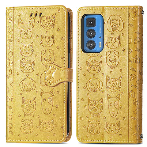 Coque Portefeuille Motif Fantaisie Livre Cuir Etui Clapet S03D pour Motorola Moto Edge S Pro 5G Jaune