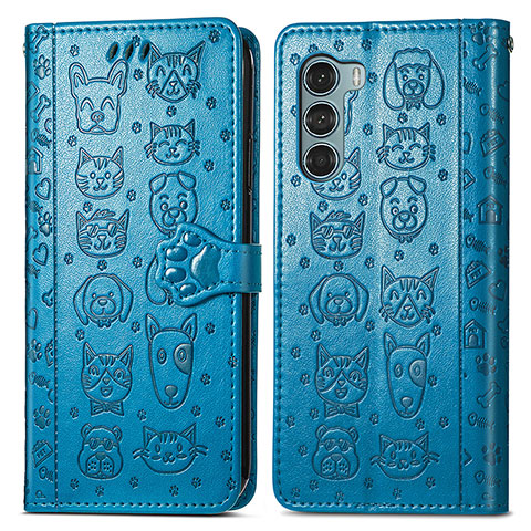 Coque Portefeuille Motif Fantaisie Livre Cuir Etui Clapet S03D pour Motorola Moto Edge S30 5G Bleu