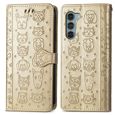 Coque Portefeuille Motif Fantaisie Livre Cuir Etui Clapet S03D pour Motorola Moto Edge S30 5G Or