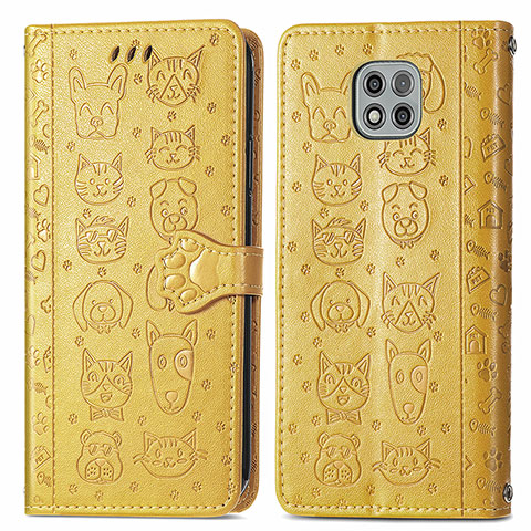 Coque Portefeuille Motif Fantaisie Livre Cuir Etui Clapet S03D pour Motorola Moto G Power (2021) Jaune