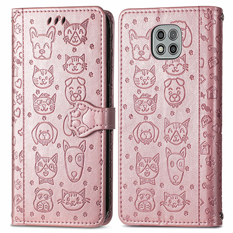 Coque Portefeuille Motif Fantaisie Livre Cuir Etui Clapet S03D pour Motorola Moto G Power (2021) Or Rose