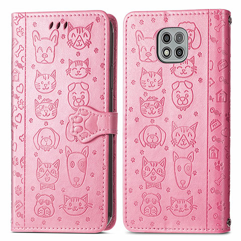 Coque Portefeuille Motif Fantaisie Livre Cuir Etui Clapet S03D pour Motorola Moto G Power (2021) Rose