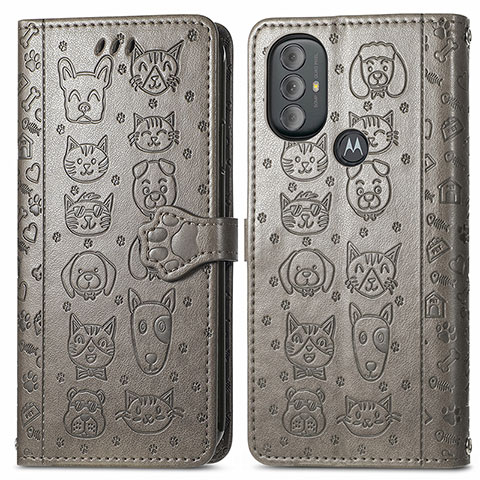 Coque Portefeuille Motif Fantaisie Livre Cuir Etui Clapet S03D pour Motorola Moto G Power (2022) Gris