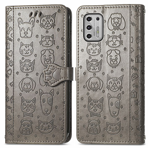 Coque Portefeuille Motif Fantaisie Livre Cuir Etui Clapet S03D pour Motorola Moto G Stylus (2021) Gris