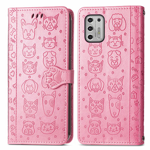 Coque Portefeuille Motif Fantaisie Livre Cuir Etui Clapet S03D pour Motorola Moto G Stylus (2021) Rose