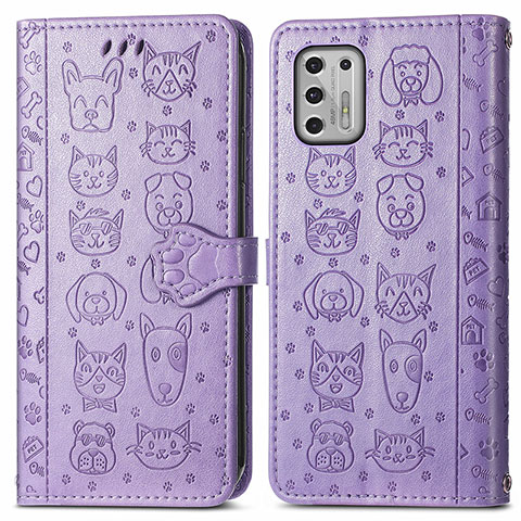 Coque Portefeuille Motif Fantaisie Livre Cuir Etui Clapet S03D pour Motorola Moto G Stylus (2021) Violet