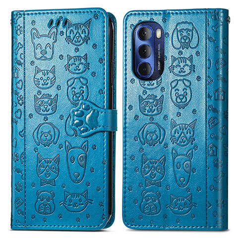 Coque Portefeuille Motif Fantaisie Livre Cuir Etui Clapet S03D pour Motorola Moto G Stylus (2022) 4G Bleu