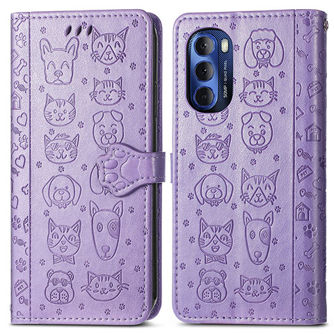 Coque Portefeuille Motif Fantaisie Livre Cuir Etui Clapet S03D pour Motorola Moto G Stylus (2022) 4G Violet