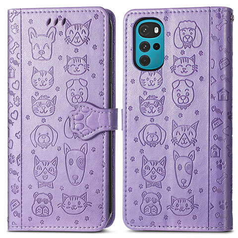 Coque Portefeuille Motif Fantaisie Livre Cuir Etui Clapet S03D pour Motorola Moto G22 Violet