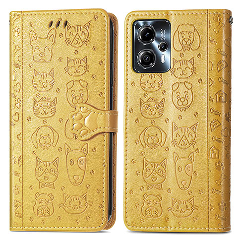 Coque Portefeuille Motif Fantaisie Livre Cuir Etui Clapet S03D pour Motorola Moto G23 Jaune