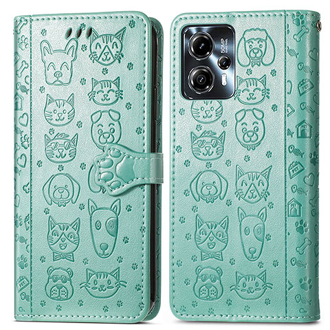 Coque Portefeuille Motif Fantaisie Livre Cuir Etui Clapet S03D pour Motorola Moto G23 Vert