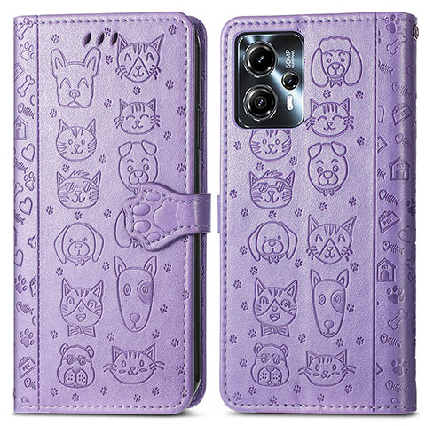 Coque Portefeuille Motif Fantaisie Livre Cuir Etui Clapet S03D pour Motorola Moto G23 Violet