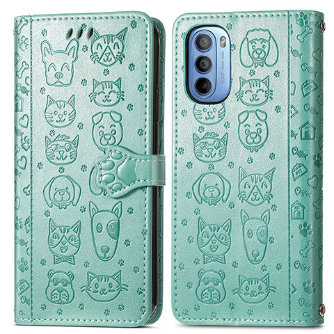 Coque Portefeuille Motif Fantaisie Livre Cuir Etui Clapet S03D pour Motorola Moto G31 Vert