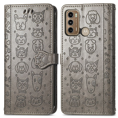 Coque Portefeuille Motif Fantaisie Livre Cuir Etui Clapet S03D pour Motorola Moto G40 Fusion Gris