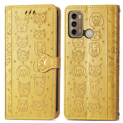 Coque Portefeuille Motif Fantaisie Livre Cuir Etui Clapet S03D pour Motorola Moto G40 Fusion Jaune