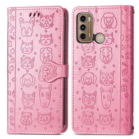 Coque Portefeuille Motif Fantaisie Livre Cuir Etui Clapet S03D pour Motorola Moto G40 Fusion Rose