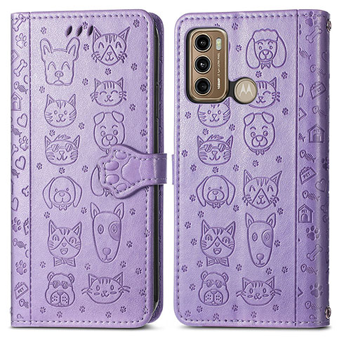 Coque Portefeuille Motif Fantaisie Livre Cuir Etui Clapet S03D pour Motorola Moto G40 Fusion Violet