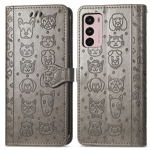 Coque Portefeuille Motif Fantaisie Livre Cuir Etui Clapet S03D pour Motorola Moto G42 Gris