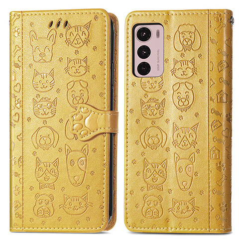 Coque Portefeuille Motif Fantaisie Livre Cuir Etui Clapet S03D pour Motorola Moto G42 Jaune