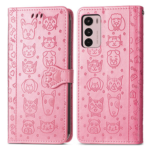 Coque Portefeuille Motif Fantaisie Livre Cuir Etui Clapet S03D pour Motorola Moto G42 Rose