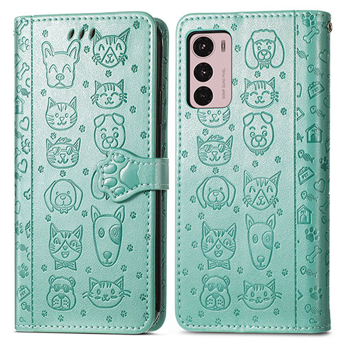 Coque Portefeuille Motif Fantaisie Livre Cuir Etui Clapet S03D pour Motorola Moto G42 Vert