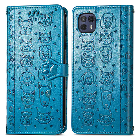 Coque Portefeuille Motif Fantaisie Livre Cuir Etui Clapet S03D pour Motorola Moto G50 5G Bleu