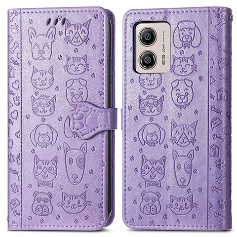 Coque Portefeuille Motif Fantaisie Livre Cuir Etui Clapet S03D pour Motorola Moto G53 5G Violet