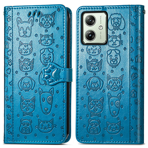 Coque Portefeuille Motif Fantaisie Livre Cuir Etui Clapet S03D pour Motorola Moto G54 5G Bleu