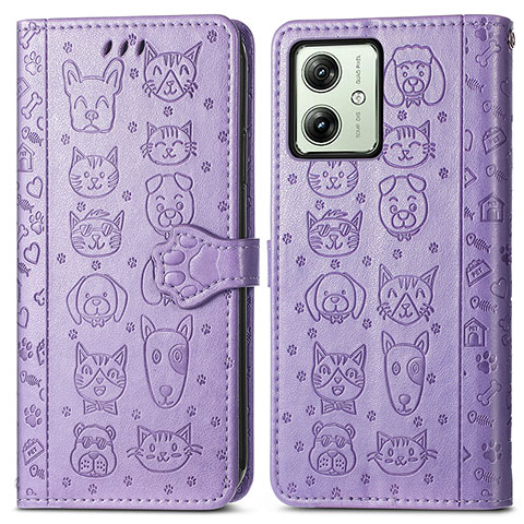 Coque Portefeuille Motif Fantaisie Livre Cuir Etui Clapet S03D pour Motorola Moto G54 5G Violet