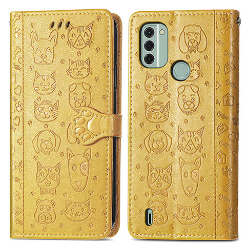 Coque Portefeuille Motif Fantaisie Livre Cuir Etui Clapet S03D pour Nokia C31 Jaune