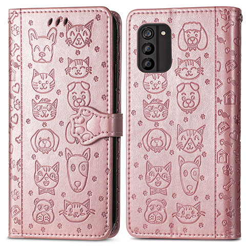 Coque Portefeuille Motif Fantaisie Livre Cuir Etui Clapet S03D pour Nokia G100 Or Rose