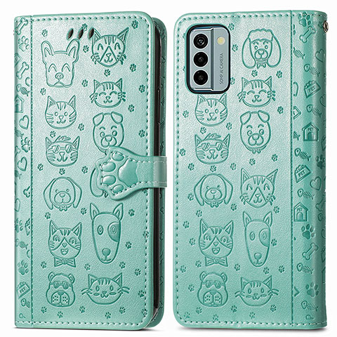 Coque Portefeuille Motif Fantaisie Livre Cuir Etui Clapet S03D pour Nokia G22 Vert